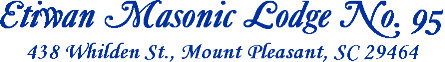 Etiwan Masonic Lodge No. 95 - 438 Whilden St., Mount Pleasant, SC. 29464